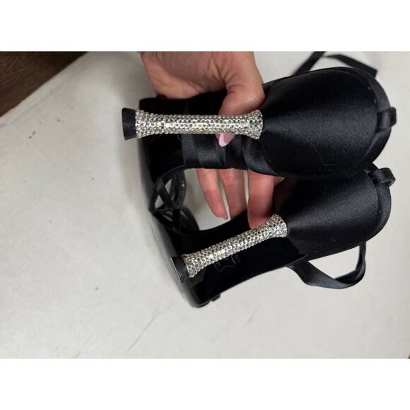 Stuart Weitzman Vintage Floral Crystal Embellished Heel Strappy Shoes Size 9.5 - Picture 6 of 6